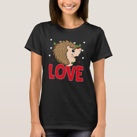 Valentinstag Herz Liebe Igel Tiere Frauen T-Shirt (Vorderseite)