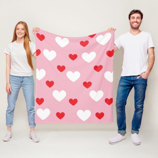 Valentinstag Herz Muster Rosa Rot Weiß Fleecedecke (Beispiel)