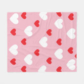 Valentinstag Herz Muster Rosa Rot Weiß Fleecedecke (Vorderseite (Horizontal))
