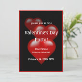 Valentinstag Herz Party Einladung (Stehend Vorderseite)