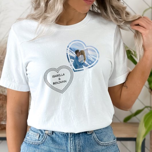 Valentinstag Herz Personalisiertes Foto & Namen Tri-Blend Shirt