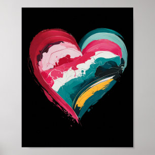 Valentinstag Herz Pinselstrich Retro Valentinsgruß Poster