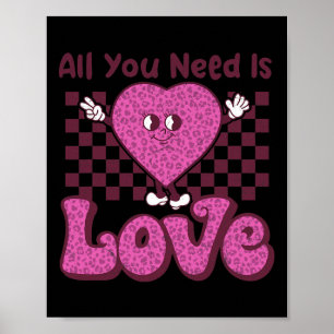 Valentinstag Herz Retro Groovy Alles was Sie brauc Poster