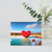 Valentinstag Herz Rosa Hintergrund Postkarte (Stehend Vorderseite)