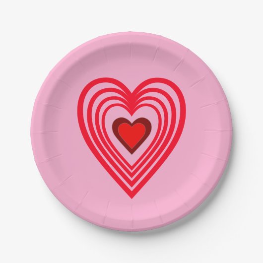 Valentinstag Herz Rosa Liebe 4Robin Pappteller (Vorderseite)