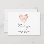 Valentinstag Herz Rose Gold Danke Karte (Vorderseite)