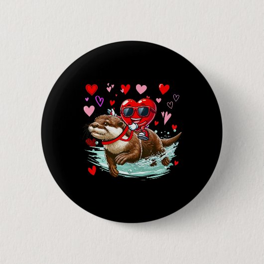 Valentinstag Herz Singles Reitotter Tier Button (Vorderseite)