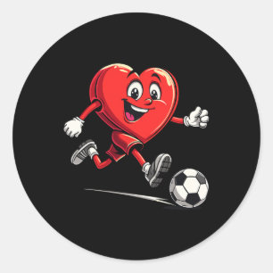 Valentinstag Herz spielt Fußball für Jungen Kinder Runder Aufkleber
