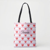 Valentinstag Herz Stripe Tasche (Vorderseite)