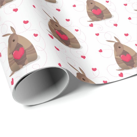 Valentinstag Herz Texas Armadillo Geschenkpapier (Rolleneckpunkt)