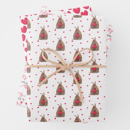 Valentinstag Herz Texas Armadillo Geschenkpapier Set (Beispiel)