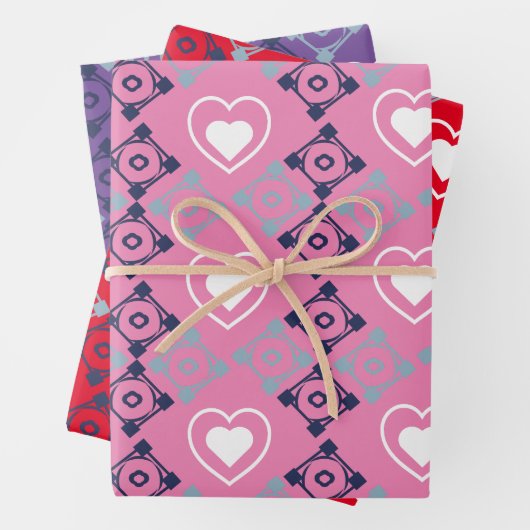 Valentinstag Herz-Tile-Muster Geschenkpapier Set (Beispiel)