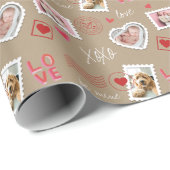 Valentinstag Herz und Foto Postage Wrapping Geschenkpapier (Rolleneckpunkt)