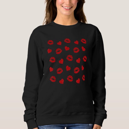 Valentinstag Herz und Lipstick Kiss Marks Col Sweatshirt (Vorderseite)