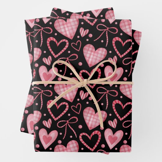 Valentinstag Herz und Ribbons Geschenkpapier Set (Beispiel)