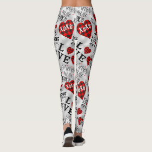 Valentinstag Herz XO Liebe Rot Schwarz-weiß Rosa Leggings