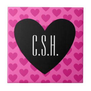 Valentinstag Herzblase Heißrosa Monogramm Fliese