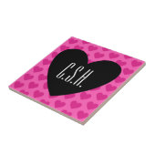 Valentinstag Herzblase Heißrosa Monogramm Fliese (Seite)