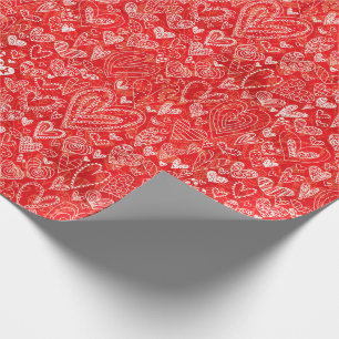 Valentinstag-Herzen auf Rot Geschenkpapier