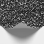 Valentinstag-Herzen auf Schwarzem Geschenkpapier (Ecke)