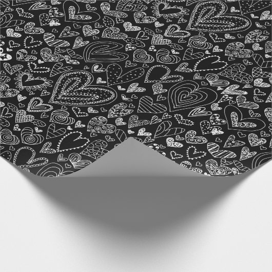 Valentinstag-Herzen auf Schwarzem Geschenkpapier (Ecke)