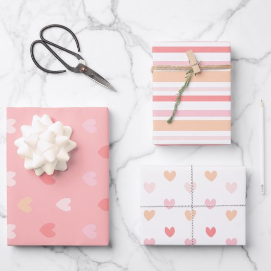 Valentinstag-Herzen-Geschenkpapier Geschenkpapier Set (Vorderseite)