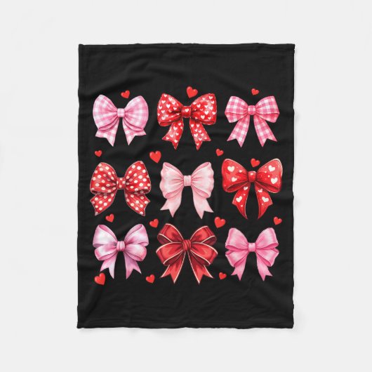 Valentinstag Herzen Leopard Kokette Schleife Fraue Fleecedecke (Vorderseite)