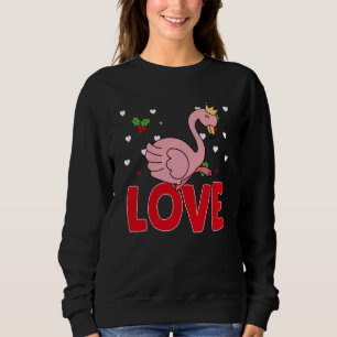 Valentinstag Herzen Liebe Flamingo Tier Frauen Sweatshirt