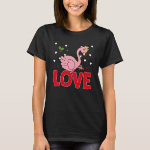 Valentinstag Herzen Liebe Flamingo Tier Frauen T-Shirt