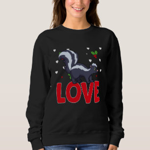 Valentinstag-Herzen-Liebe-Skunk-Tier-Frauen Sweatshirt