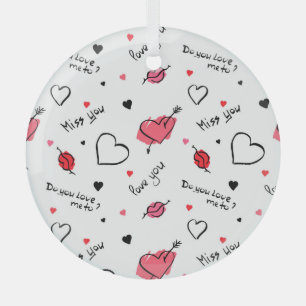 Valentinstag-Herzen Pfeil Nahtlos Ornament Aus Glas