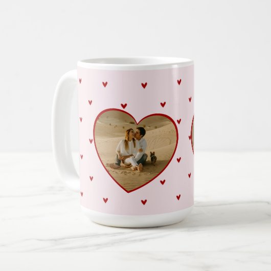 Valentinstag-Herzen Rot Pink Foto Kaffeetasse (Vorderseite Links)