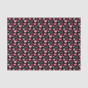 Valentinstag-Herzen, Schleifen und XOXO-Muster Seidenpapier