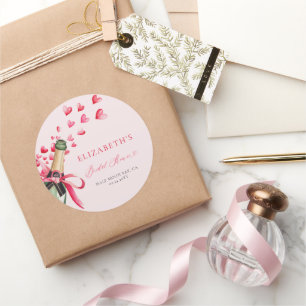 Valentinstag-Herzen Sprudelnde Whimsical-Brautpart Runder Aufkleber