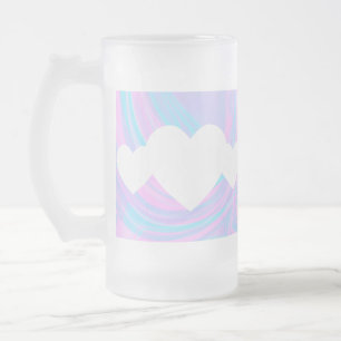 Valentinstag-Herzen und abstrakte farbenfrohe Pink Mattglas Bierglas