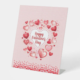 Valentinstag-Herzen und Gingham-Karo Sockelschild