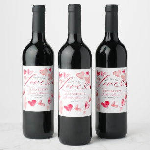 Valentinstag-Herzen Whimsical Art Brautparty Weinetikett