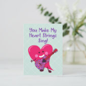 Valentinstag | Herzgitarre Feiertagspostkarte (Stehend Vorderseite)