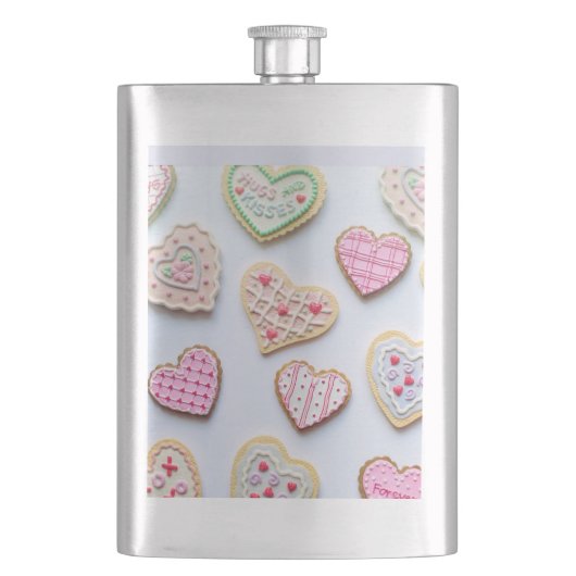 Valentinstag Herzkekse Flachmann (Vorderseite)