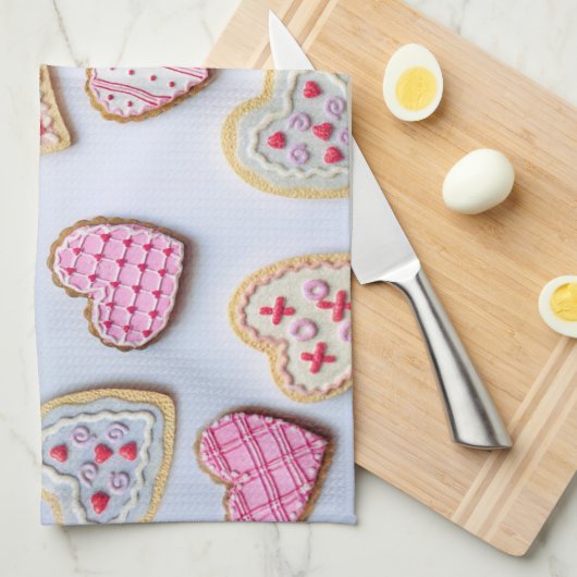 Valentinstag Herzkekse Geschirrtuch (Viertel Falte)