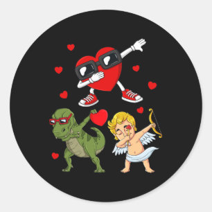 Valentinstag Herzklopfen und Spaß an der Puppe Runder Aufkleber