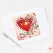 Valentinstag Herzkrümel Rose mit Liebe Quadratischer Aufkleber (Umschlag)