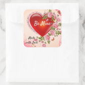 Valentinstag Herzkrümel Rose mit Liebe Quadratischer Aufkleber (Tasche)