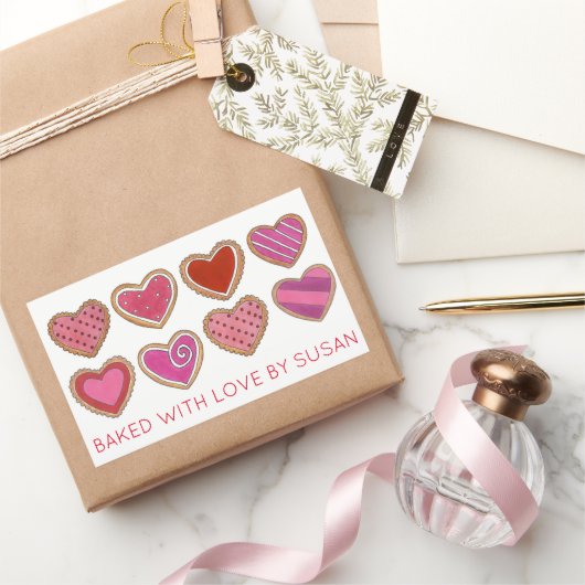 Valentinstag Herzkrümelkekse, gebacken von Rechteckiger Aufkleber (Schenken)