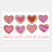 Valentinstag Herzkrümelkekse, gebacken von Rechteckiger Aufkleber (Vorderseite)