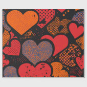 Valentinstag-Herzmuster – Retro-Pop-Art Geschenkpapier (Flach)