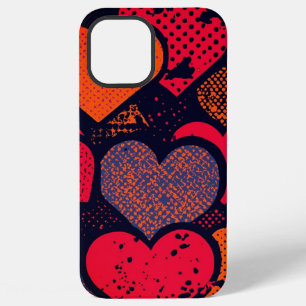 Valentinstag-Herzmuster – Retro-Pop-Art iPhone 12 Pro Max Hülle