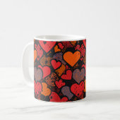 Valentinstag-Herzmuster – Retro-Pop-Art Kaffeetasse (Vorderseite Links)