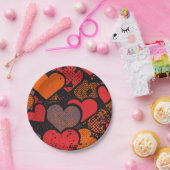 Valentinstag-Herzmuster – Retro-Pop-Art Pappteller (Party)