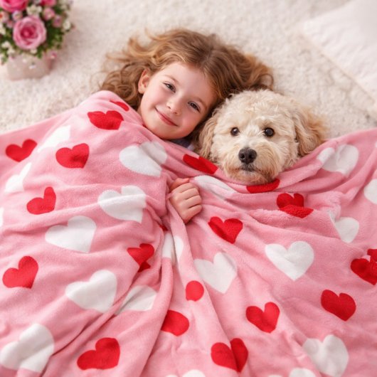 Valentinstag-Herzmuster Rosa Rot Weiß Fleecedecke